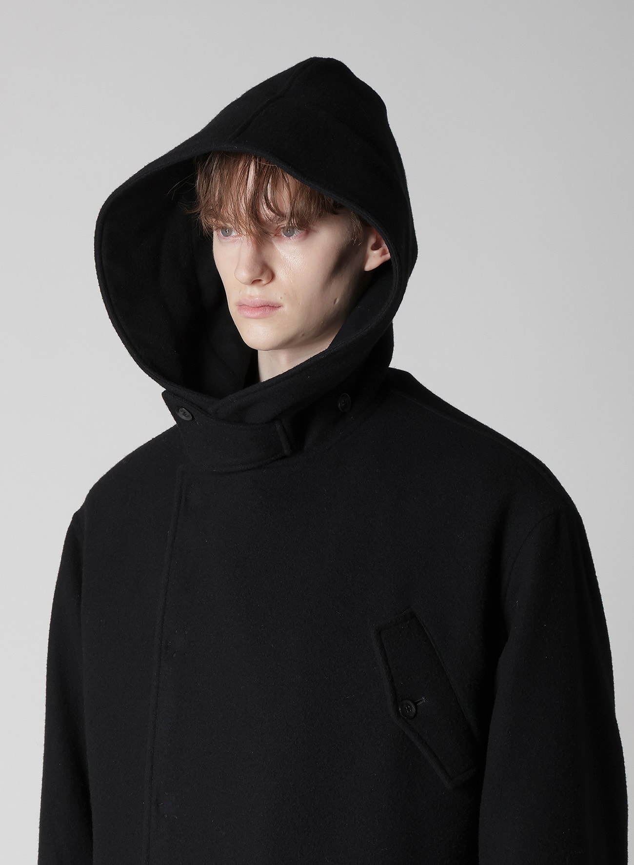 AIRY MOSSER HOODED COAT(XS Black): Yohji Yamamoto POUR HOMME｜THE