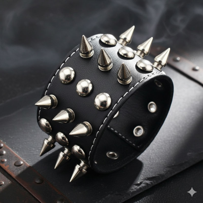 ginzi leather chain band bracelet punk 棘 wristband – ginzishop.com