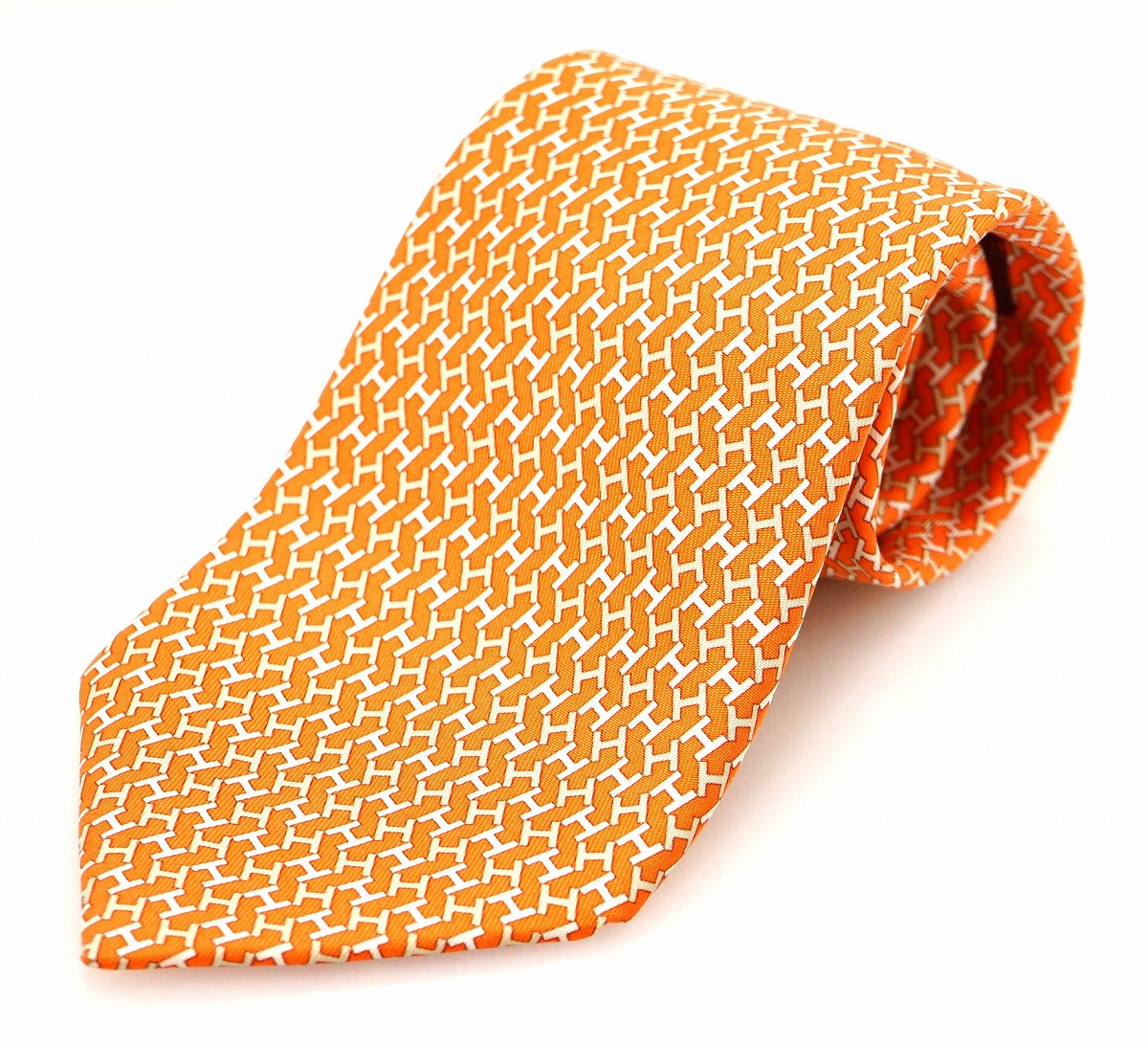 楽天市場】HERMES エルメス ネクタイ シルク100% H総柄 オレンジ