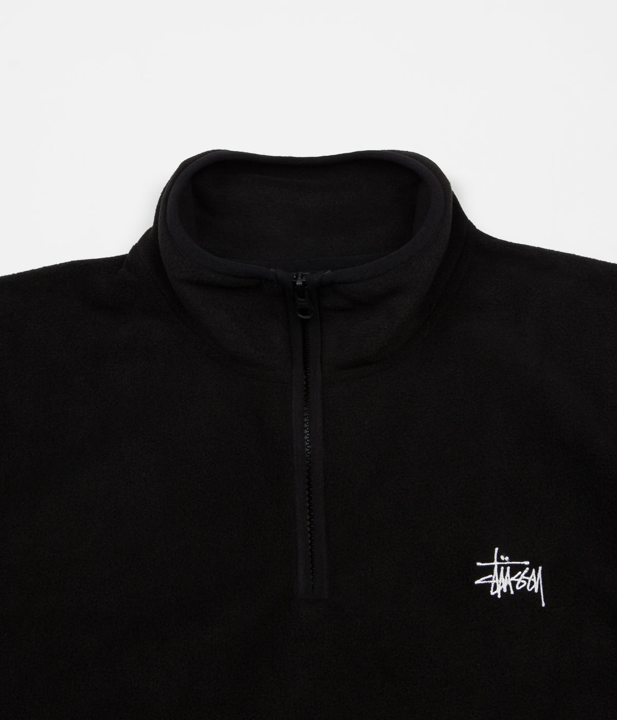 Stussy Polar Fleece Half Zip Sweatshirt - Black | Flatspot