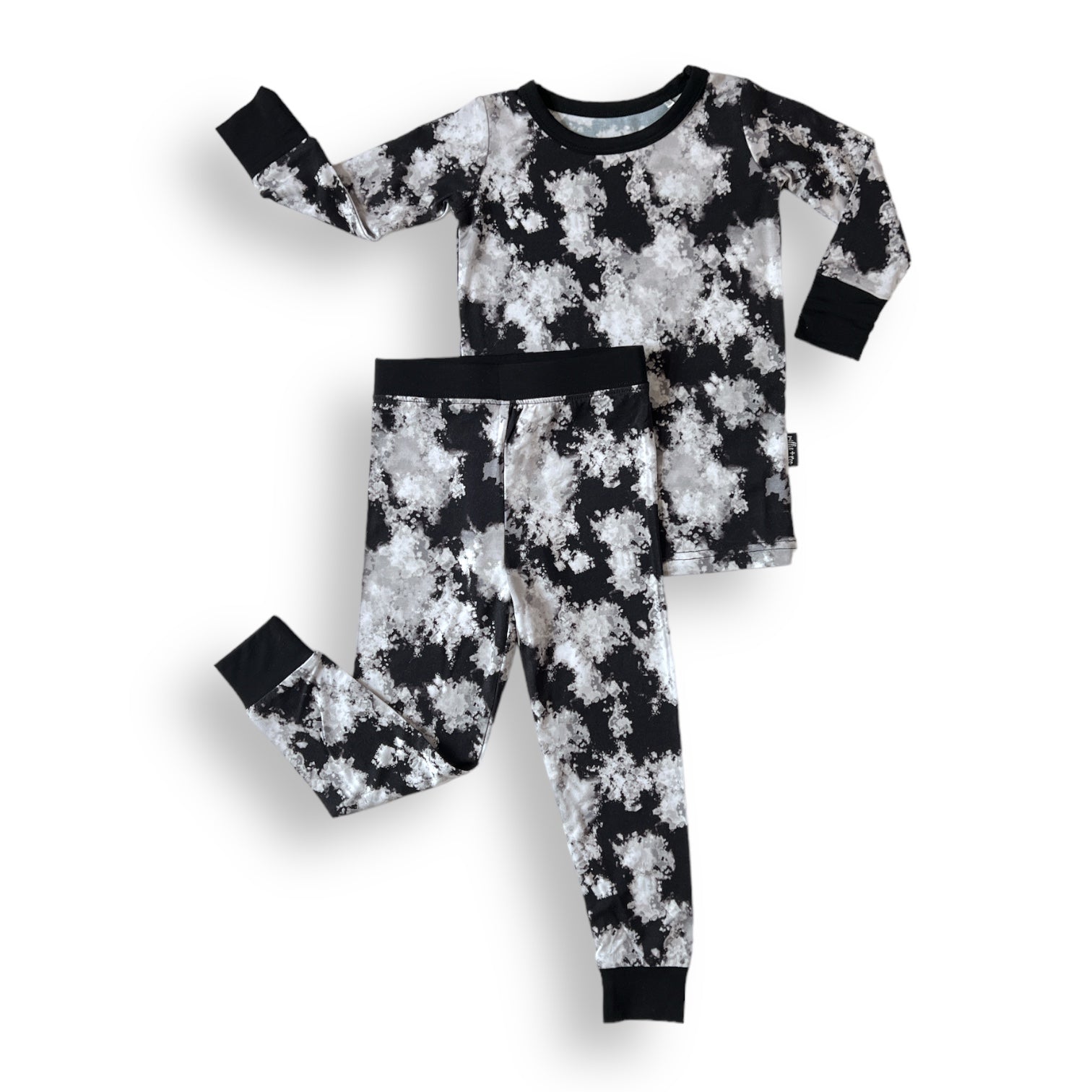 Two Piece Kids Bamboo Pajamas: Black Tie Dye – millie + roo