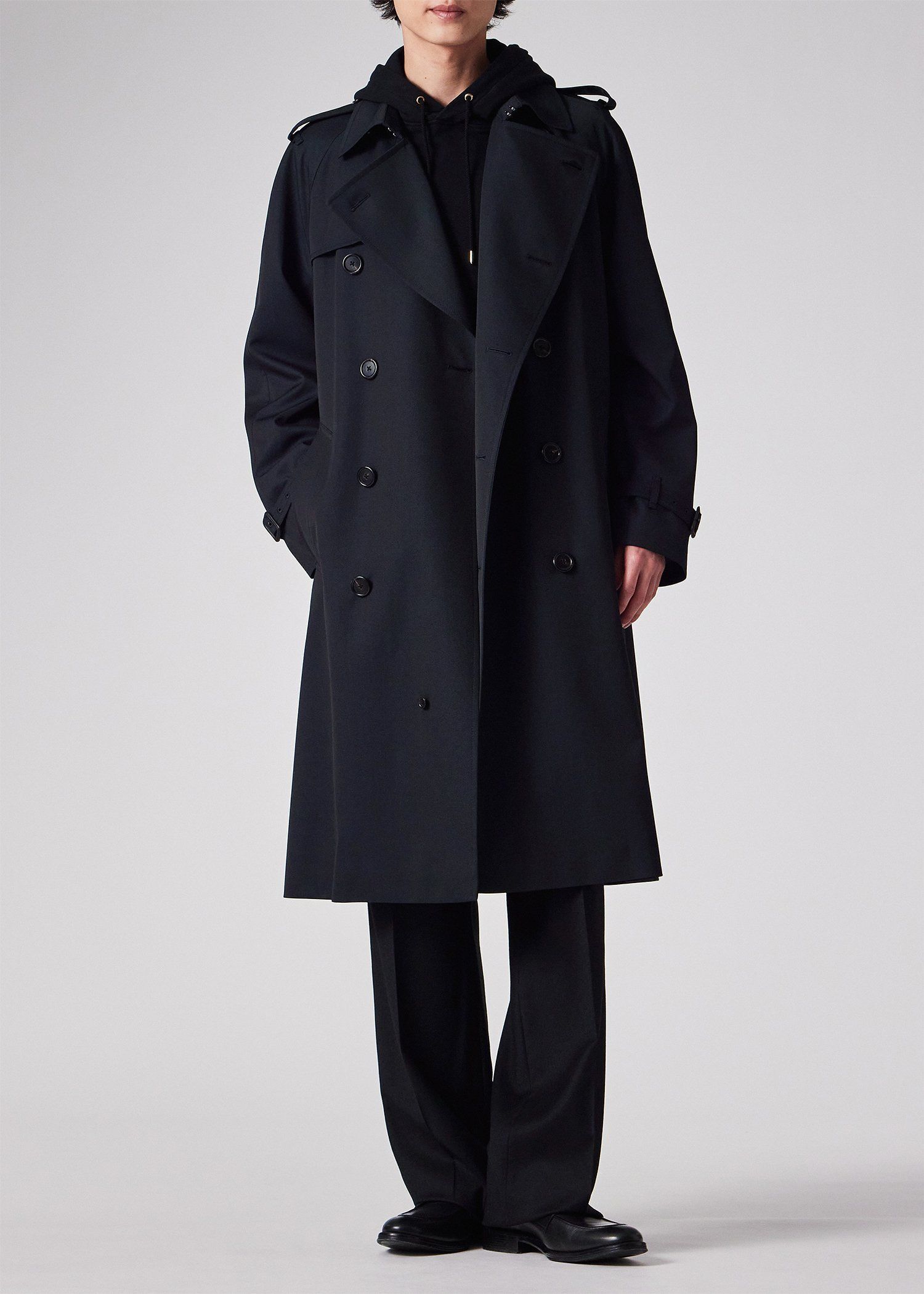 ウールブレンド ヘリテージ ダブルトレンチコート（ネイビー