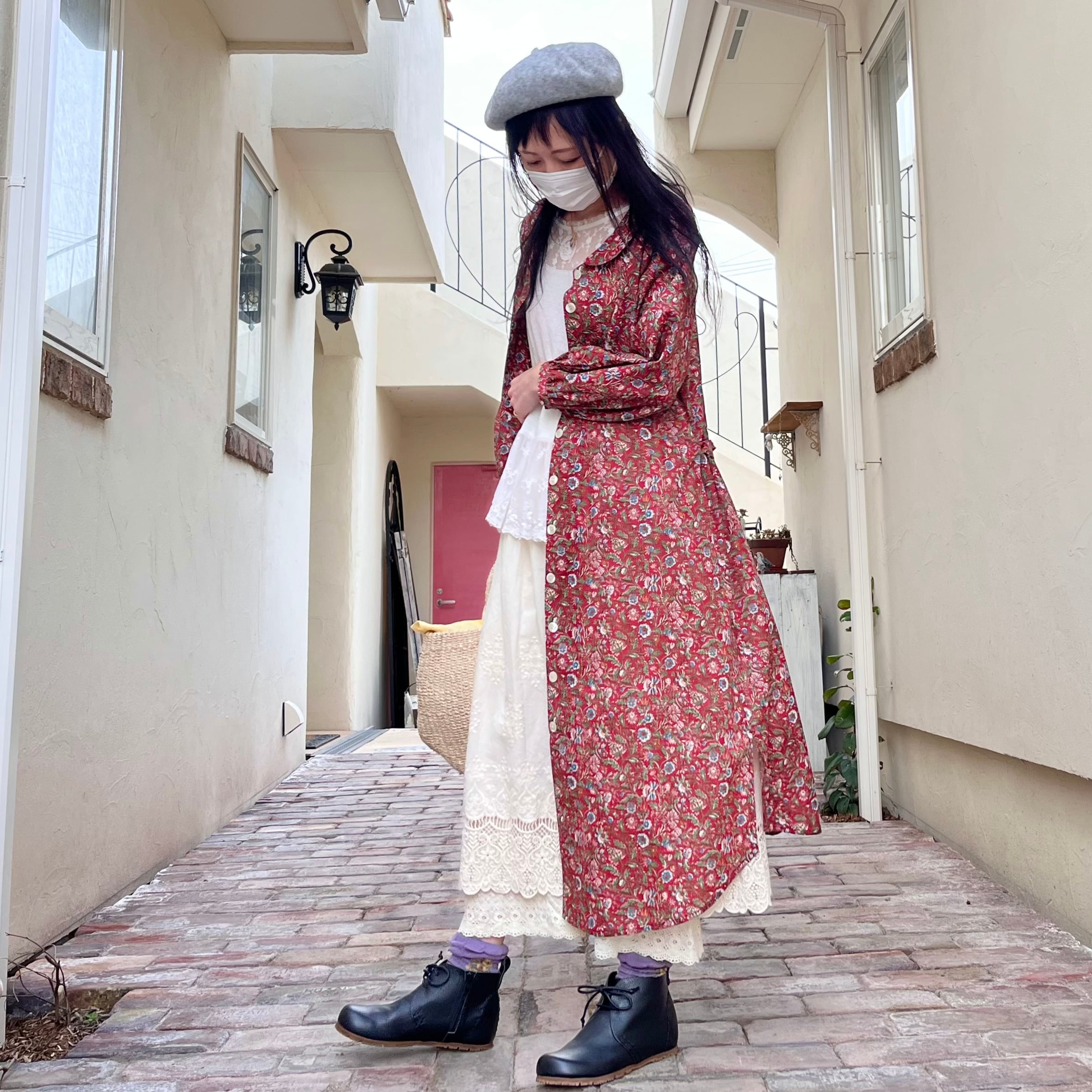 23s-010 前後2way花柄ワンピ | リネンワンピースなど、ナチュラル系