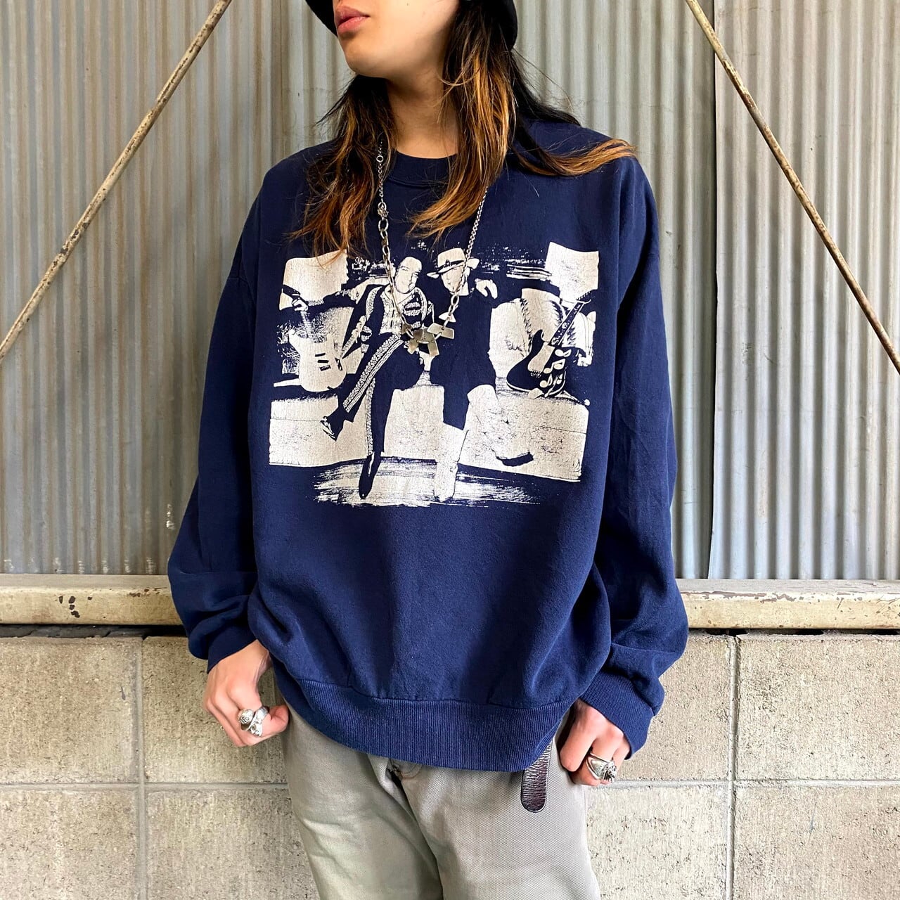 80年代 USA製 ビンテージ プリント バンドスウェット メンズXXL 古着