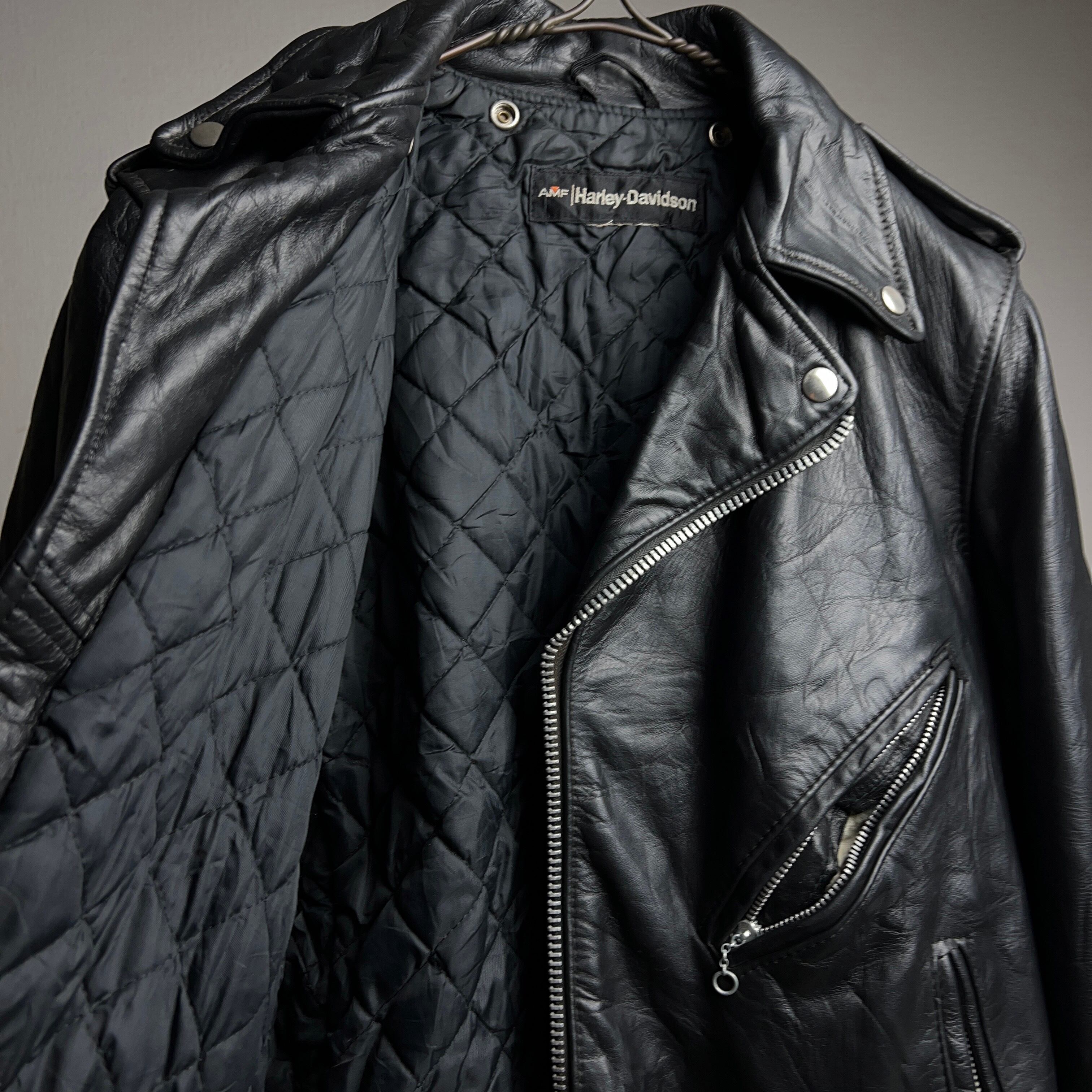 70's Harley-Davidson Riders Leather Jacket AMF CYCLE CHAMP 70年代