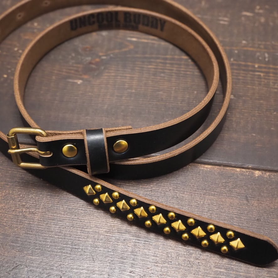 スタッズベルト032 20mm幅 ナローベルト ピラミッドスタッズ クロム