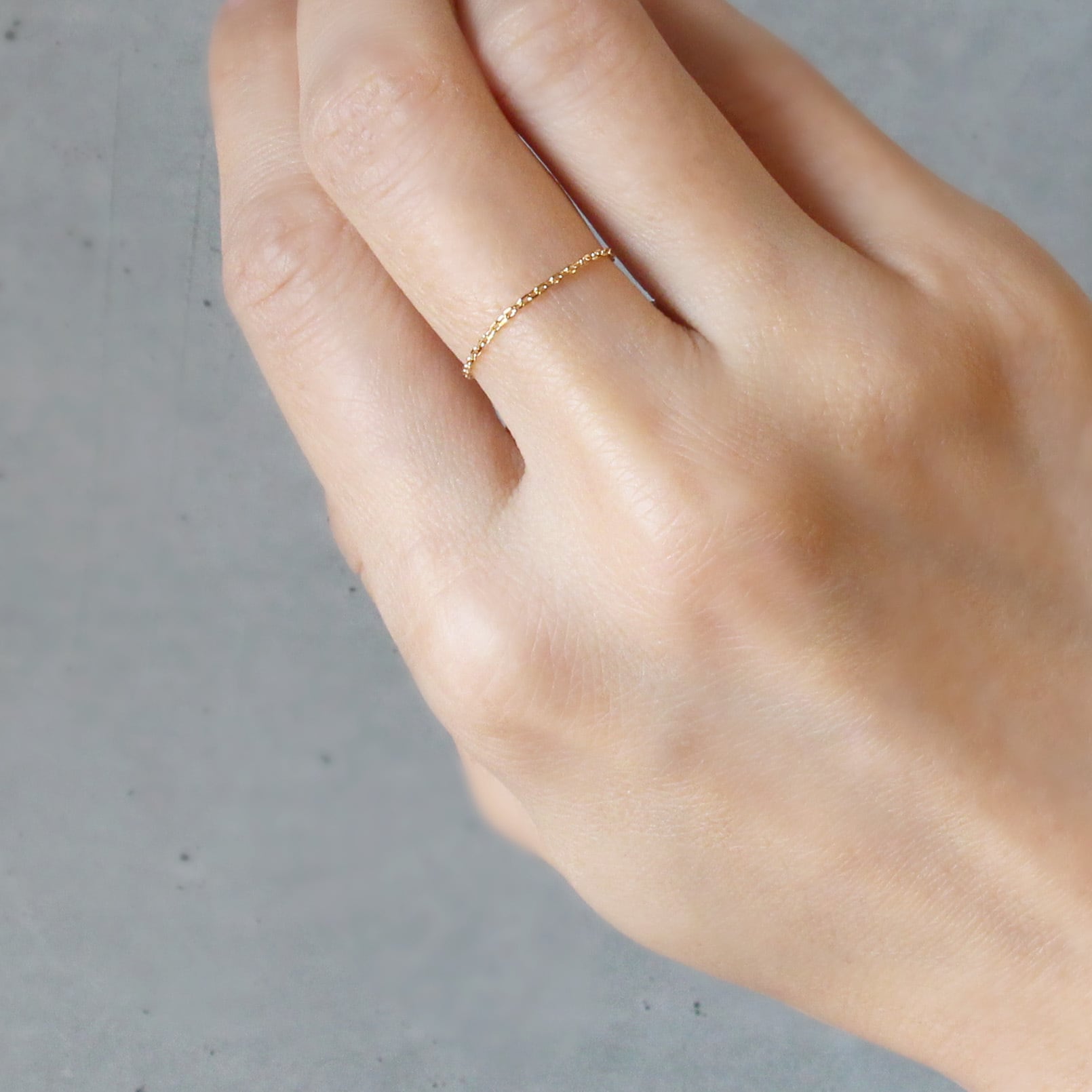 K18 極細 1mm シャインチェーンリング つけっぱなし No.132 | スキン