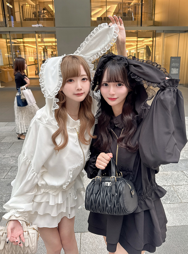 うさ耳レースフリルジップパーカー[gc305] | レディースファッション