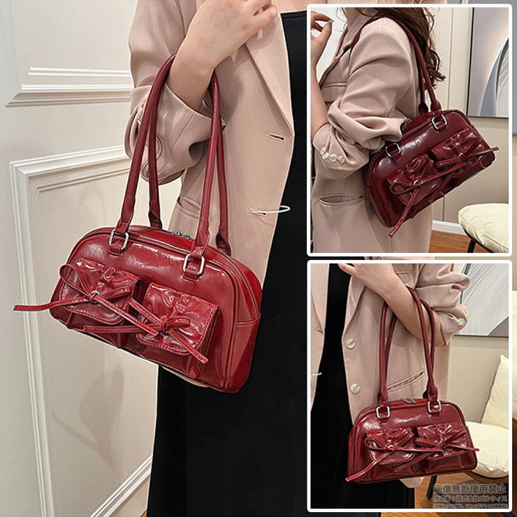 リボン付き エナメル ミニボストン[品番：GWSW0000460]｜GOLWIS