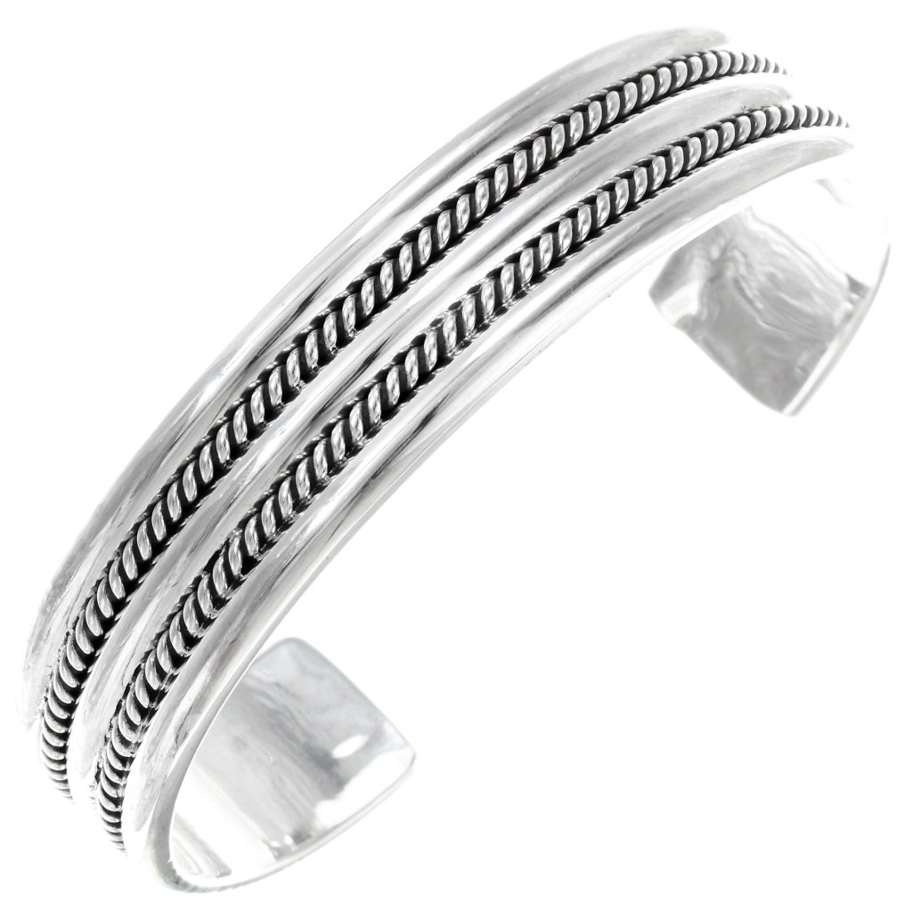 Heavy Gauge Unisex Navajo Sterling Silver Twist Cuff Bracelet 27787