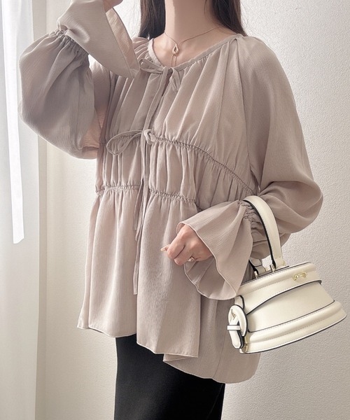 セール】シャーリング キャンディースリーブ ボレロ チュニック