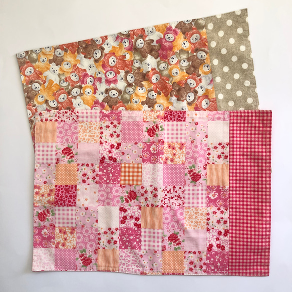 ランチョンマット 2枚組 ハンドメイド 女の子 くま パッチワーク