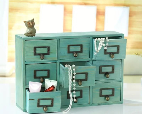 ミニチェスト 引き出し 卓上 小物入れ デスク収納 薬箱 レトロ