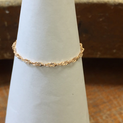 K18ピンクゴールド 1.3mm幅スクリュー チェーンリング 指輪 華奢 指輪