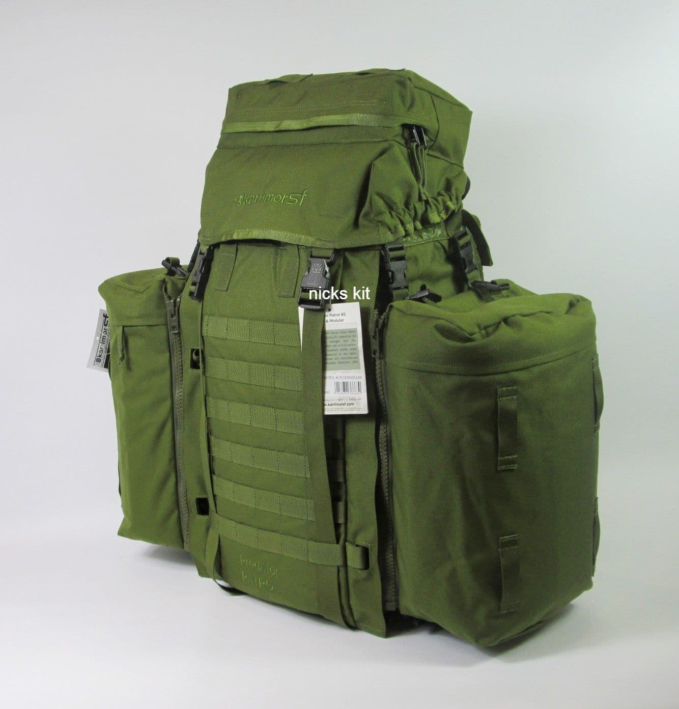 Karrimor SF Predator 45 and Sabre Side Pockets Green