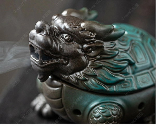 Qoo10] 龍亀 セラミック横置き 蓋付 線香皿 渦