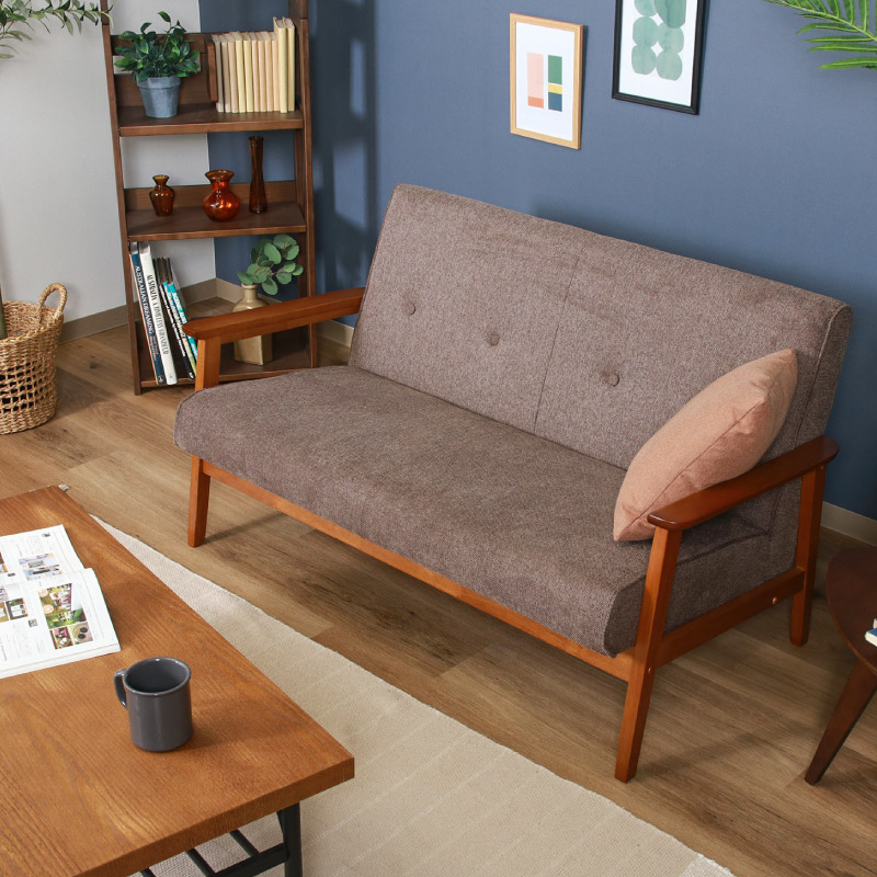 ユアサプライムス.com｜73764 厚手ファブリックソファ 2P ミート BR 幅