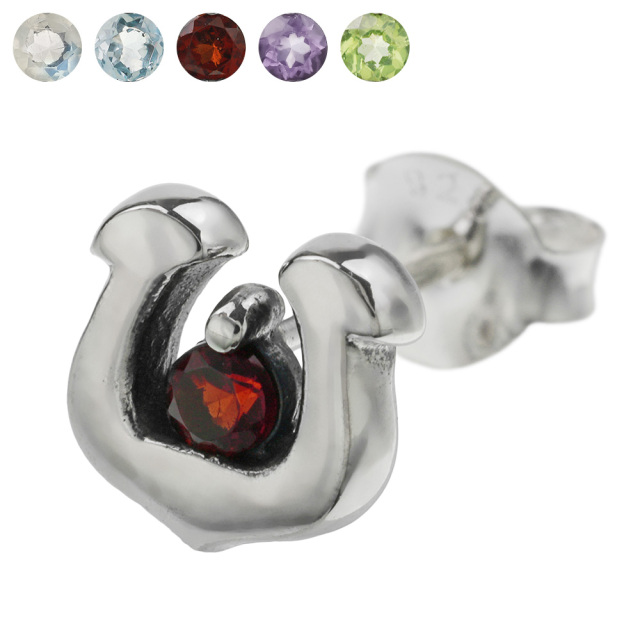 ホースシュー 天然石 ピアス メンズ シルバー925 アクセサリー 馬蹄