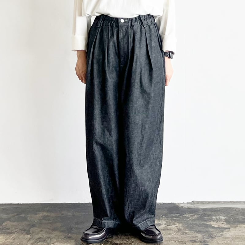 BLACK DENIM NARROW CIRCUS PANTS / BLACK ONE WAS
