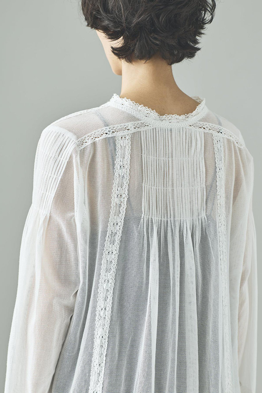 Curensology(カレンソロジー)｜コットンメッシュブラウス/ホワイト の