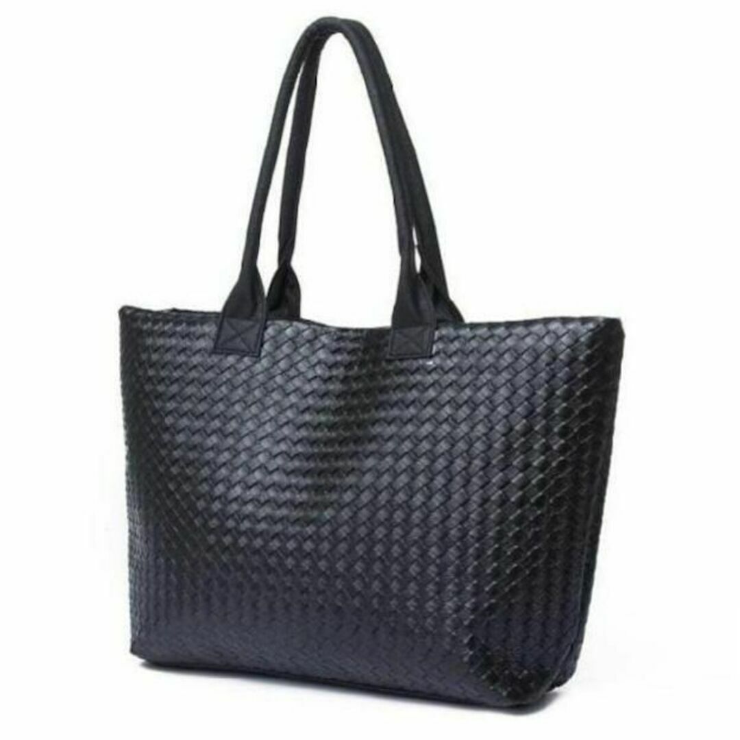 トートバッグ レディース レザー 編み込み バッグ 【ブラック】の通販