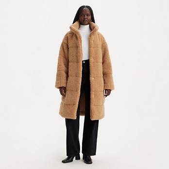 Quilted Sherpa Full Length Teddy Coat - Brown | Levi's® US