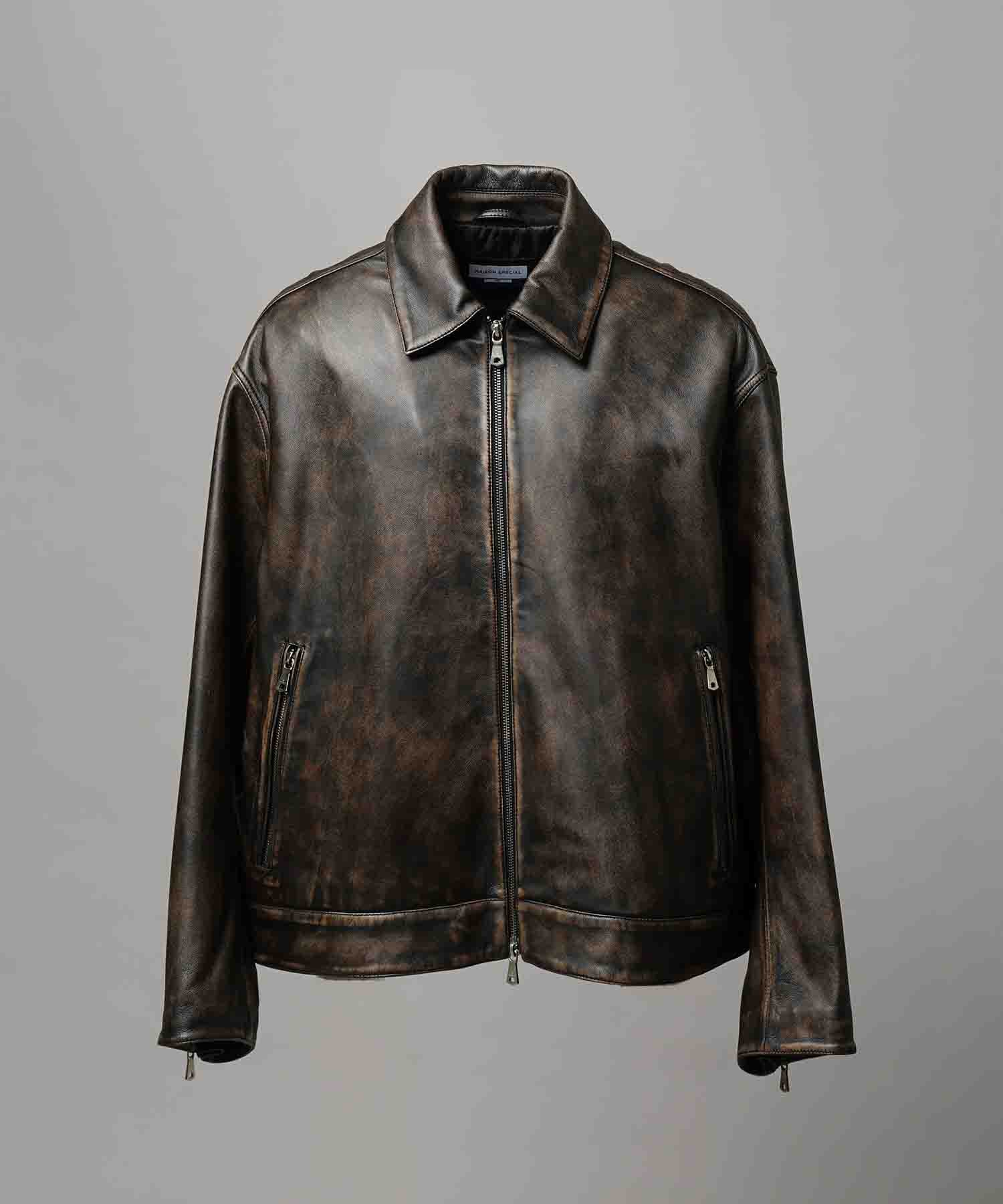 Sheep Leather Single Riders Collared Jacket