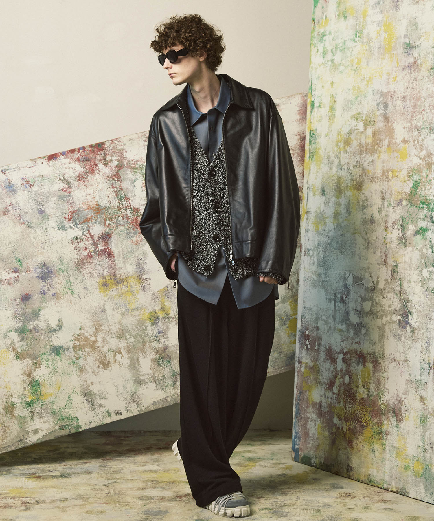 Sheep Leather Single Riders Collared Jacket