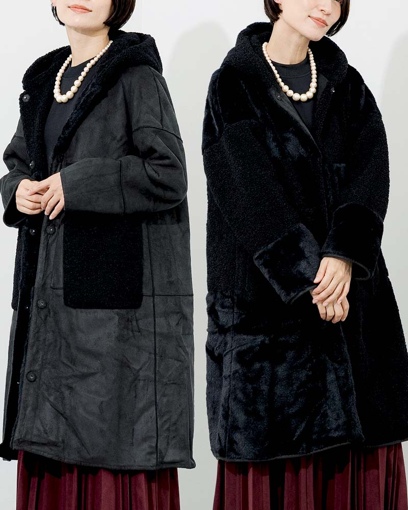 パッチワークリバーシブルフェイクムートンコート | OUTER | 元町
