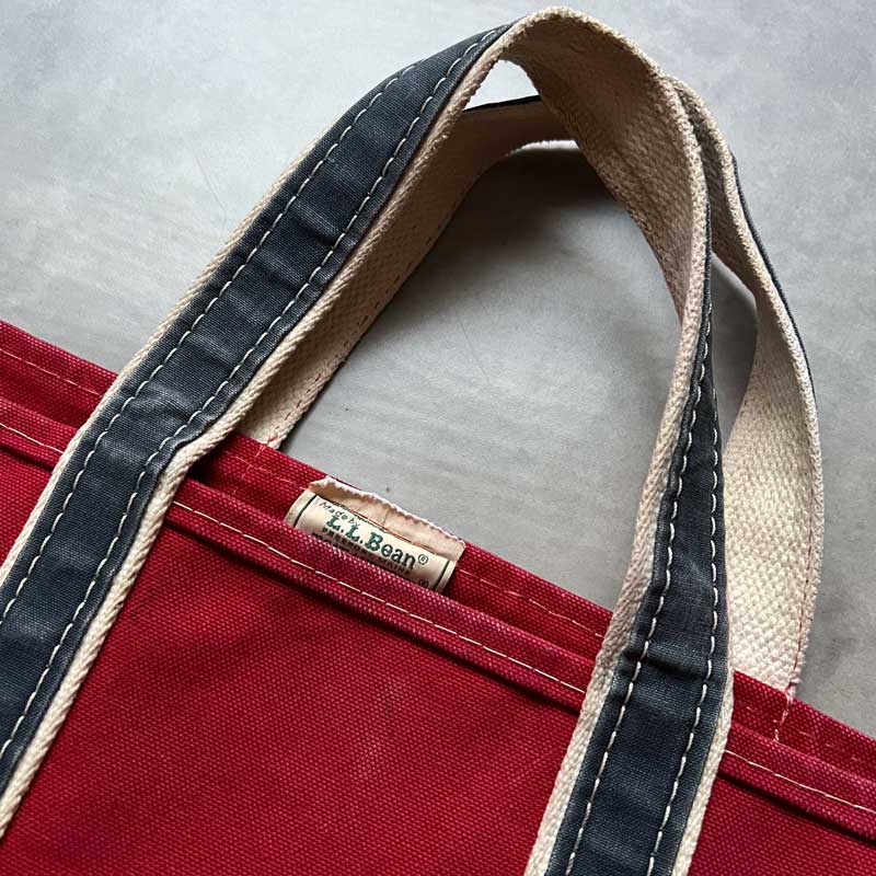 80'S L.L.BEAN Deluxe Tote Bag NAVY/RED LARGE Made in USA 80年代