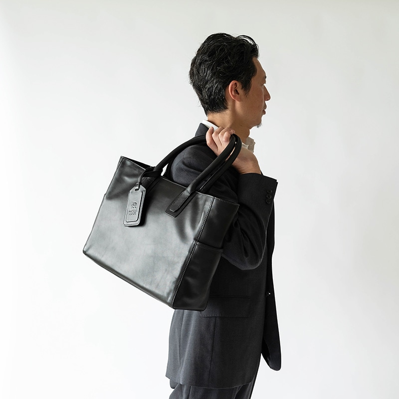 レザートートバッグメンズ 本革 ブラック黒 ビジネス CROSBY-II