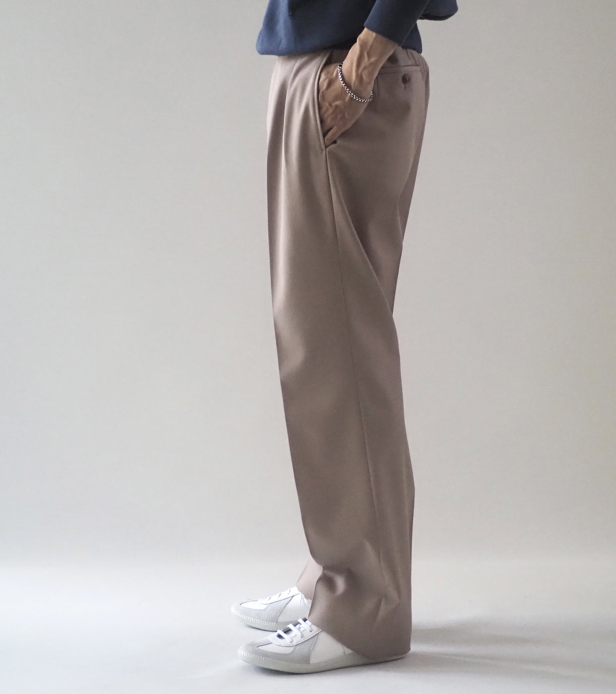 MAATEE＆SONS 永遠スラックス ウール ポリエステル ギャバ , L.Beige