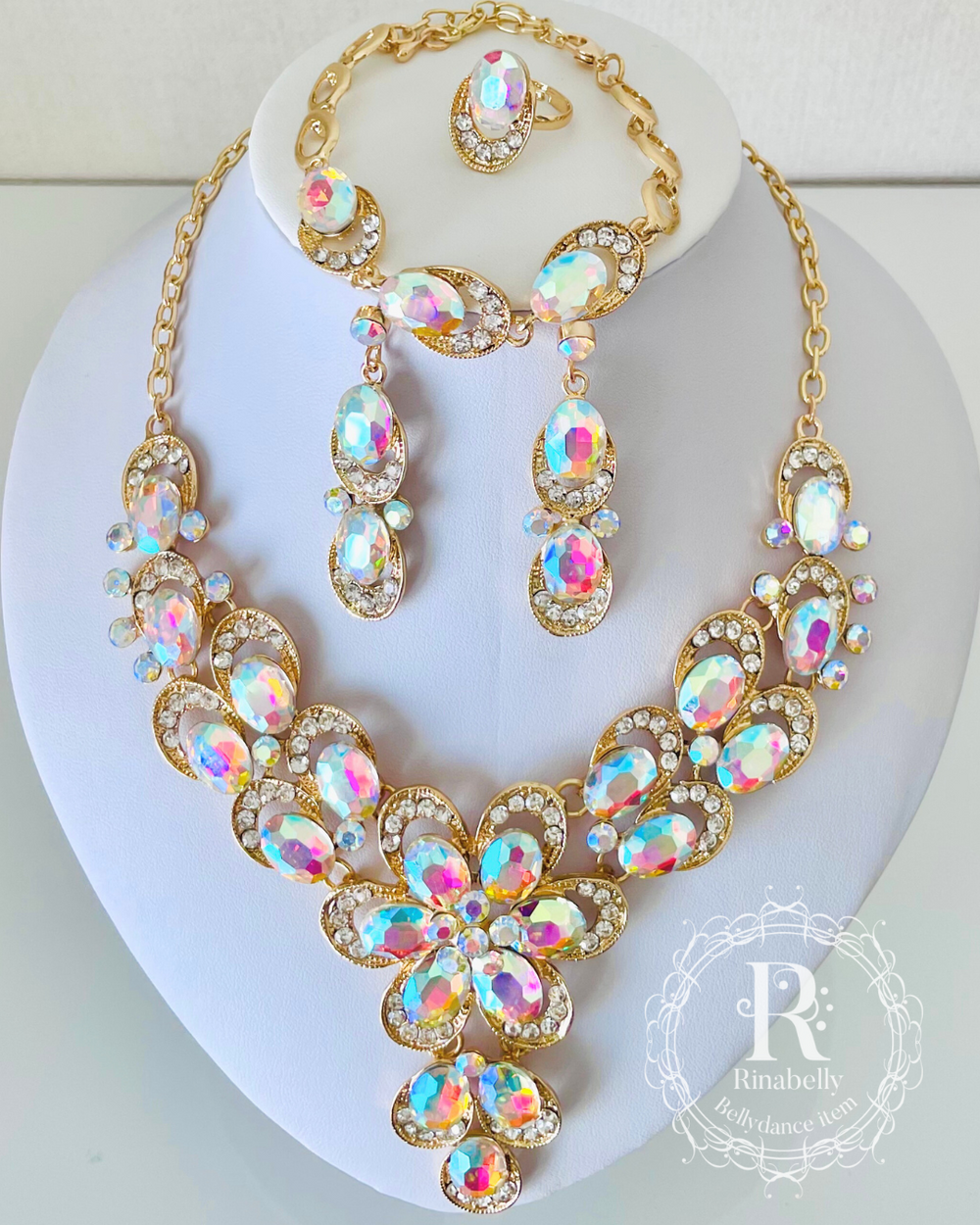 アクセサリーセット ネックレス ピアス ブレスレット 指輪 オーロラ