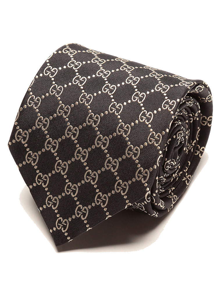 グッチ ネクタイ GUCCI シルク100％ GGロゴ BLACK ブランド メンズ