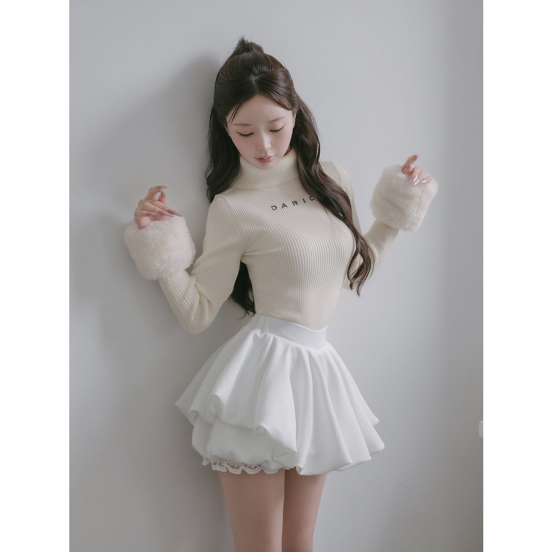 ダーリッチ Darich ボリュームバルーンミニスカート （ホワイト