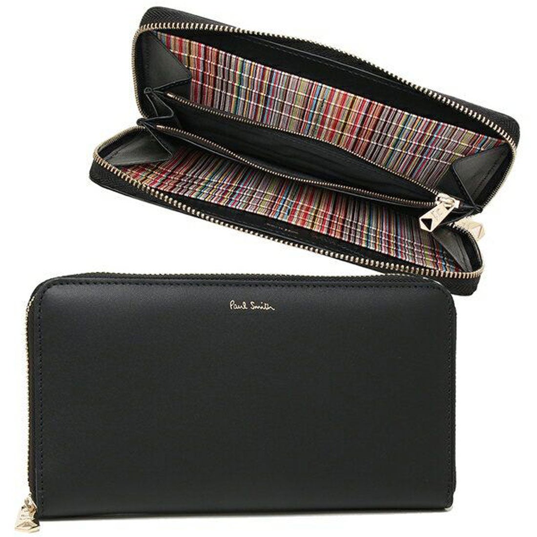 ポールスミス Paul Smith 長財布 マルチストライプ ブラック メンズ
