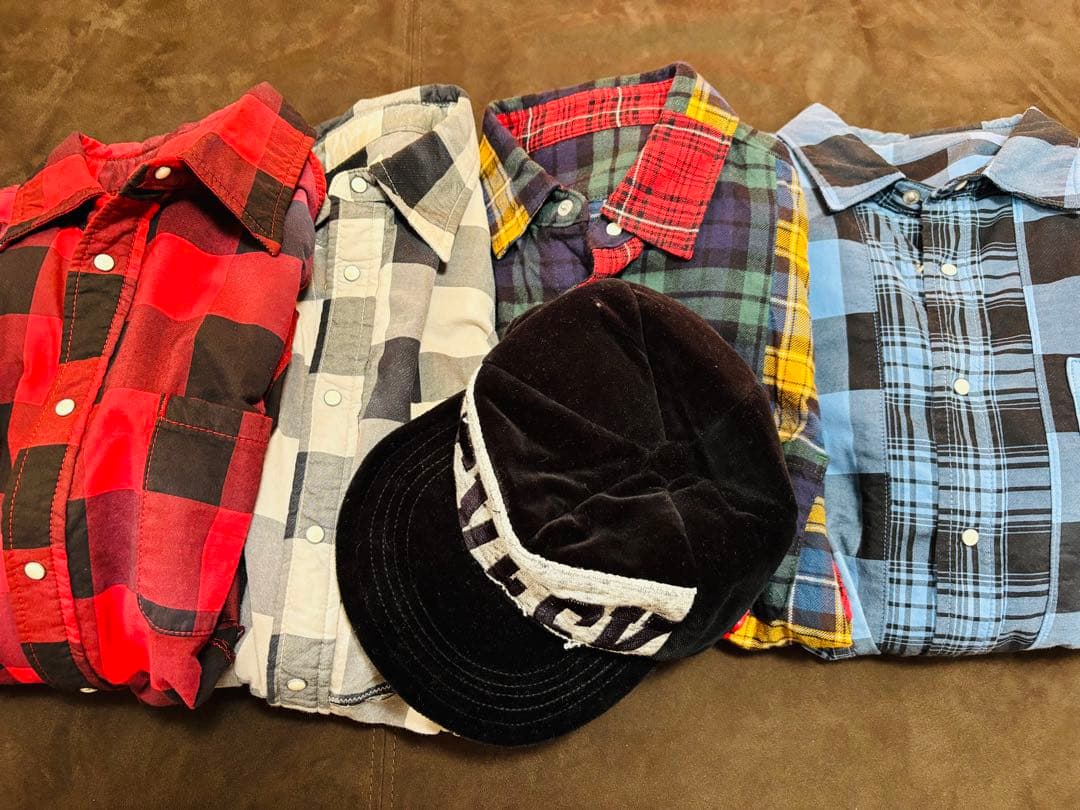 SEVESKIG チェックシャツ4点とベロア調キャップのセット SEVESKIG チェックシャツ4点とベロア調キャップのセット