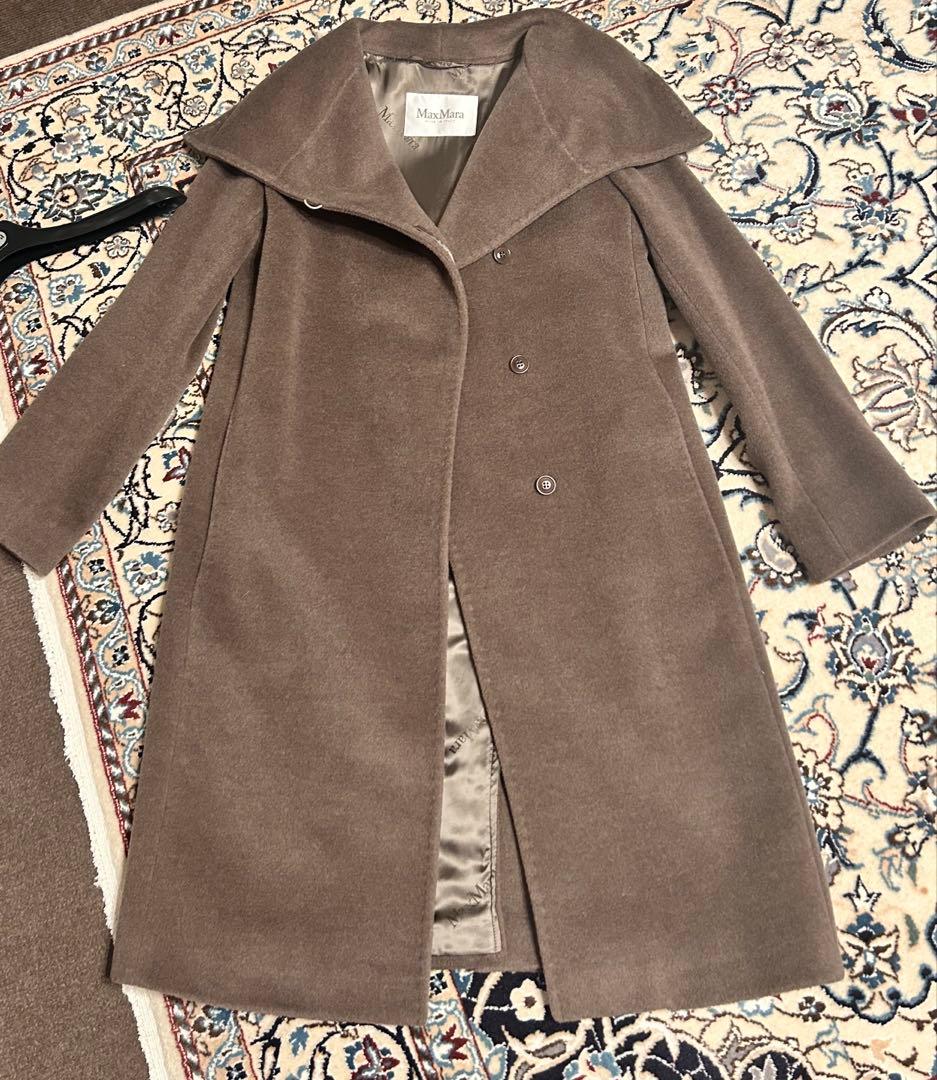 大特価 MaxMara 白タグ美品 カシミアウールコート MAX MARA/マックスマーラ】高級ウールカシミヤロングコート 白タグ 38