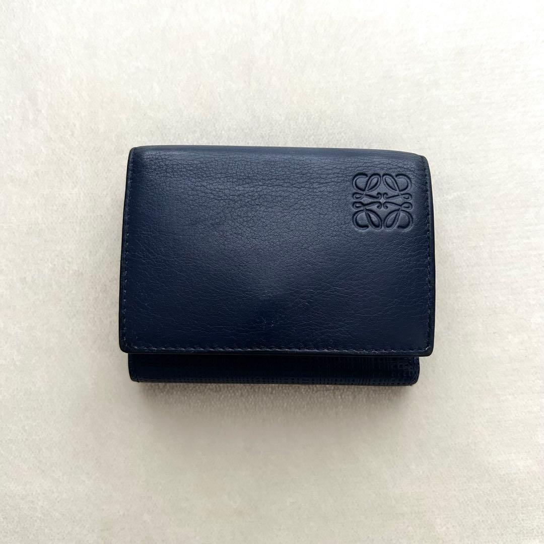 LOEWE ロエベ 三つ折り財布 折り財布 アナグラム ネイビー - メルカリ