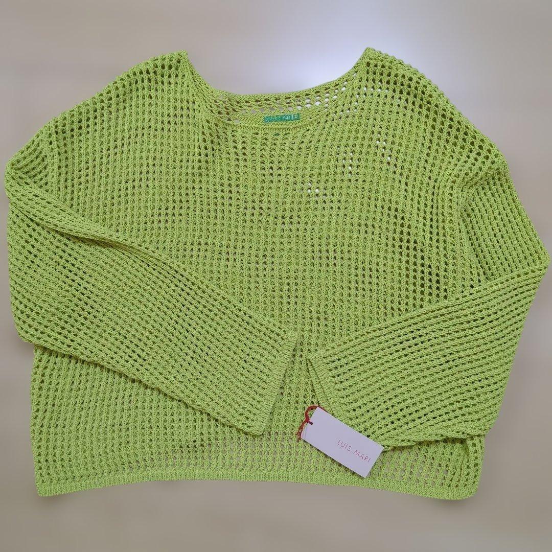 ライムグリーン クロップドニットメッシュ　クールカレアン　ショート丈　ロゴ 楽天市場】【OUTLET！クーポンで832円】 メッシュニット トップス