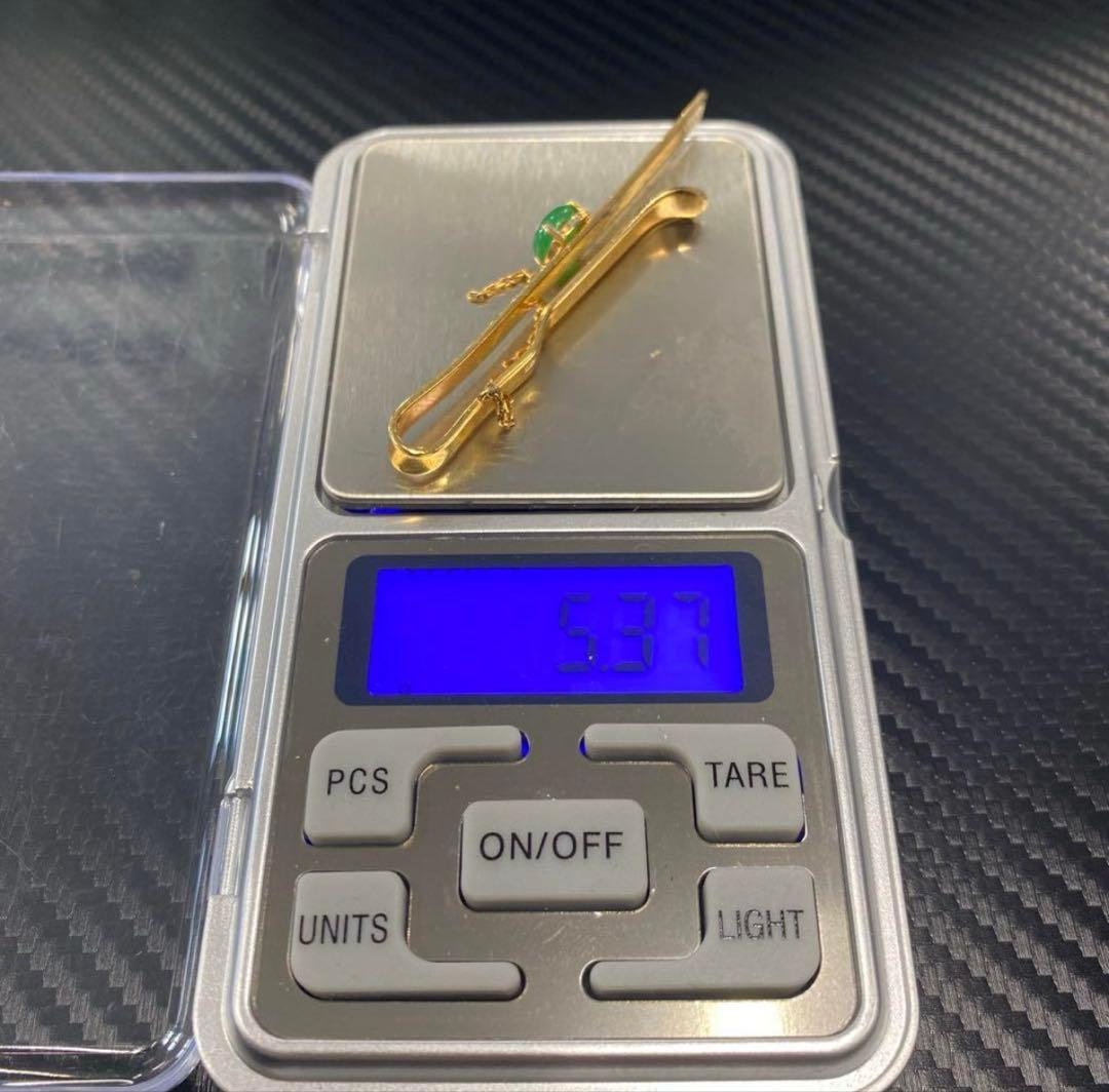 18K刻印　ネクタイピン　ジャンク　5.37g ヴィンテージ　翡翠