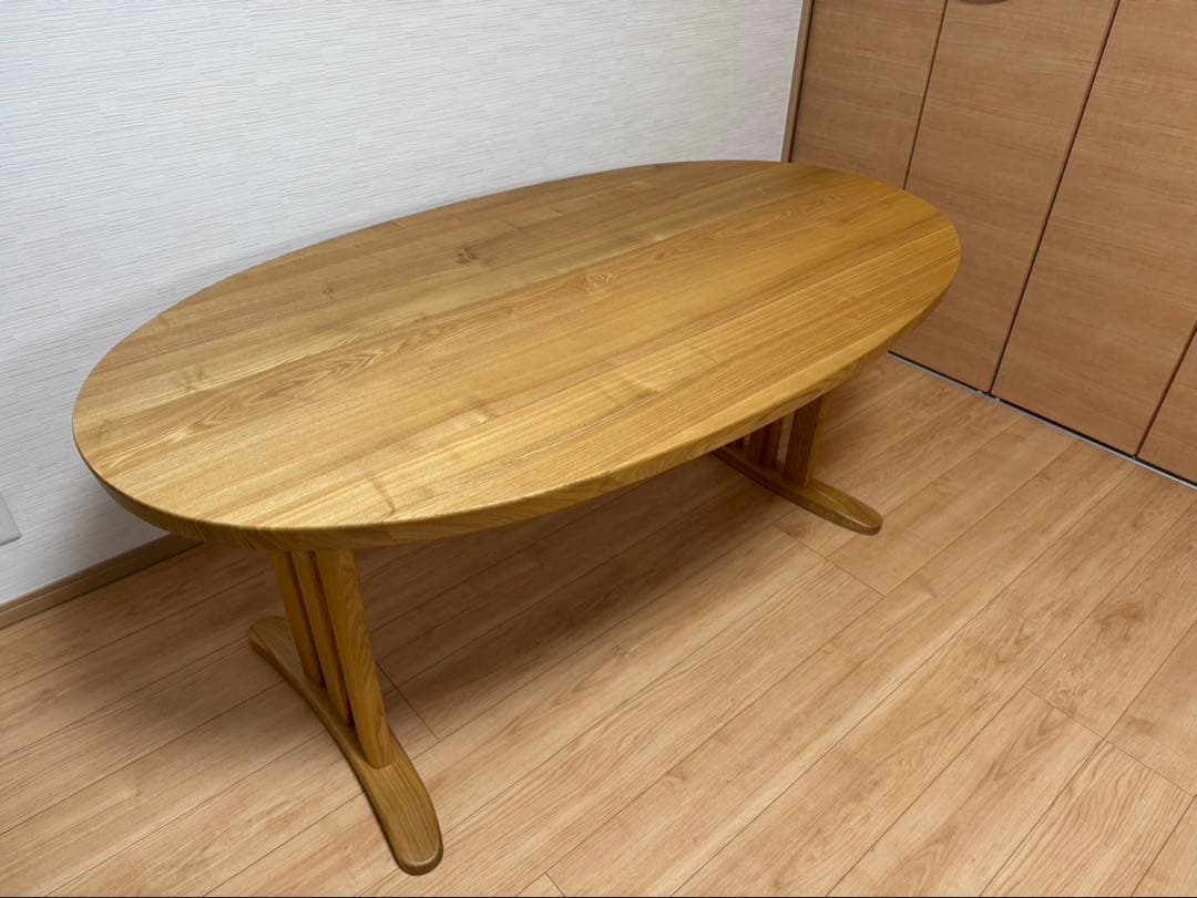 ※lemon テーブル　木製　ダイニングテーブル　楕円 ダイニングテーブル 楕円形 一本脚 単品 4人 オーバル テーブル 165