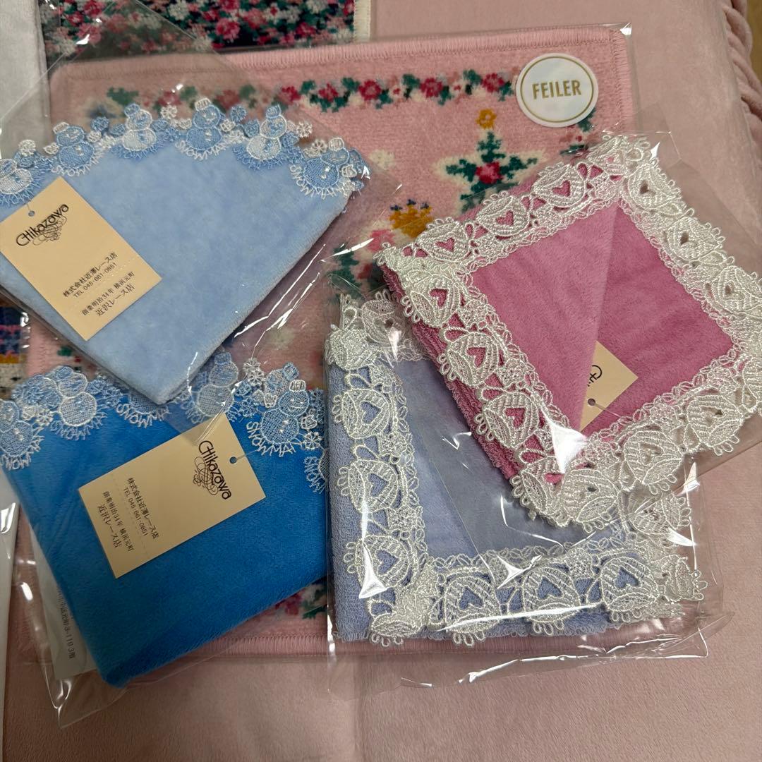 新品未使用未開封！タグ付き！近沢レース&フェイラーセット13枚 近沢レース店 2025秋冬 シーズンタオルハンカチ頒布会