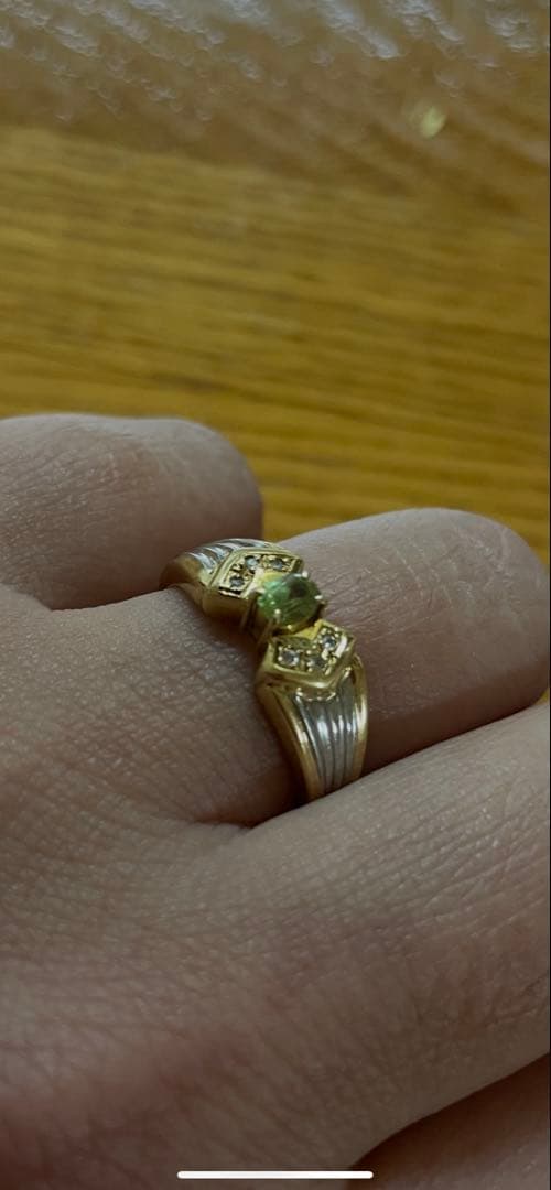 K18 プラチナリング　ペリベットダイヤ3.4g ペリドット 約4ct ダイヤモンド プラチナ リング(指輪)【品質保証書