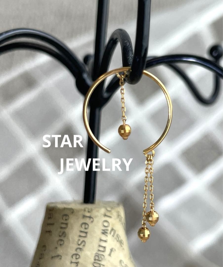 ゆりり　スタージュエリー　片耳ピアス　K18 ゴールド　フープ＆チェーン DIAMOND CLICK HOOP PIERCED EARRING(片耳用)(2ZP1586)K18 ピアス