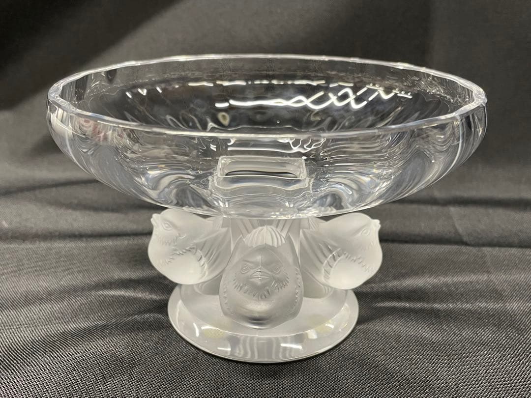 【USED】LALIQUE ラリック　コンポート　コンポート皿　France ラリック コンポート用の透明感のあるクリスタルガラスのお皿