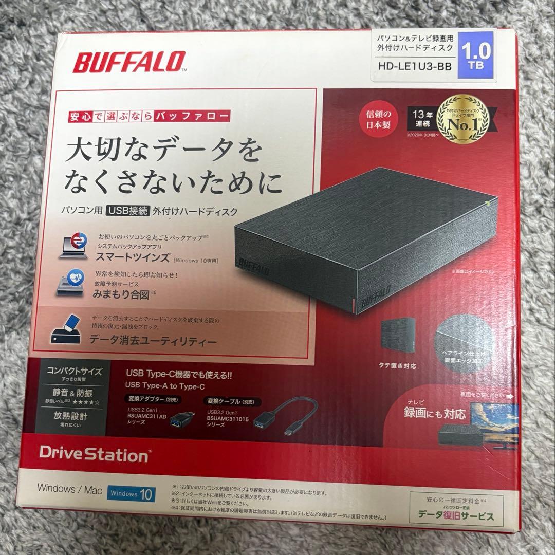 BUFFALO 外付け HDD 1TB HD-LE1U3-BB BUFFALO バッファロー HD-LE1U3-BB（ブラック） [据え置きHDD / 1TB