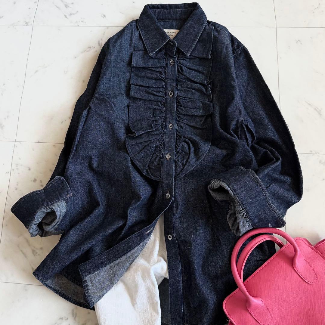 美品　マックスマーラ　タグ付き　白タグ　長袖デニムシャツ　フリルブラウス ウィメンズ ブラウス＆シャツ | マックスマーラ公式サイト