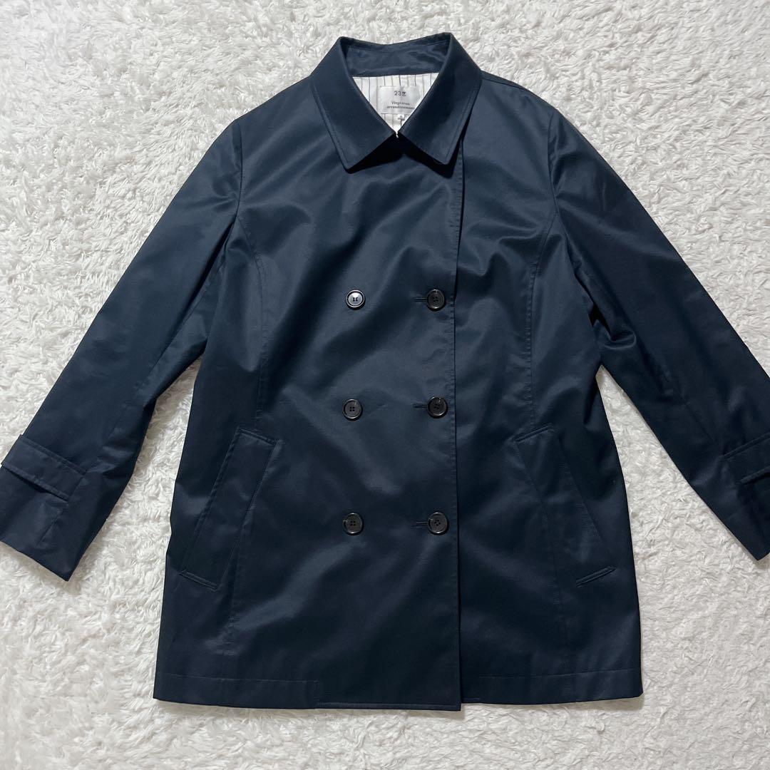 極美品✨23区 ダブルブレスト トレンチコート ミドル丈 紺 ベルト 48