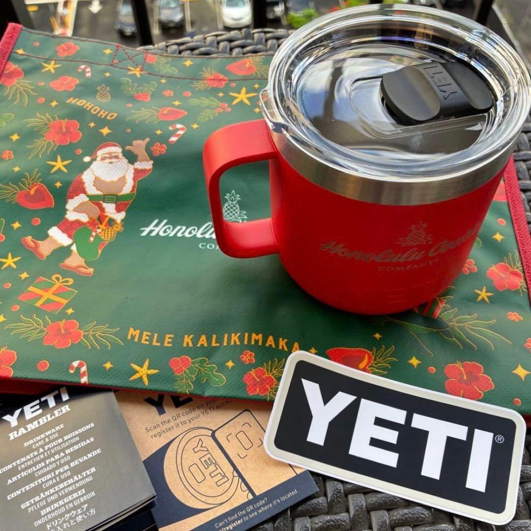 【値下げしました】】ハワイ限定　YETI ホノルルクッキーコラボ ショッパー付 ハワイ限定】YETI ホノルルクッキーコラボ クリスマス ショッパー付 赤